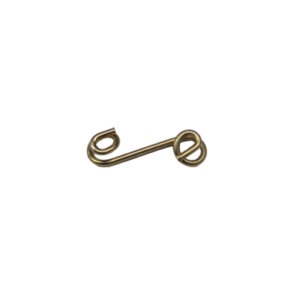 The Dzus Spring for 5/16" & 7/16" Buttons is a compact, L-shaped metal hook featuring loops on both ends.