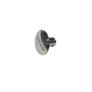 A Dzus Button - Large 7/16" is a flat-head, metal fastener with a single slot on the head, designed for use with a flat-head screwdriver.