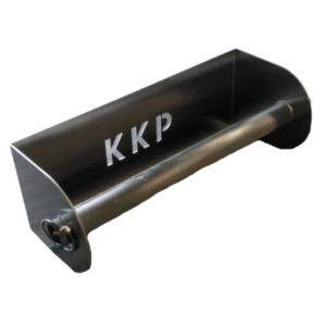 A metallic tool named "KKP Motor Rack - Vertical" featuring the initials "KKP" engraved on it. It boasts a cylindrical handle and a rectangular frame.