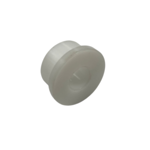 A Rear Outer Bushing - Xpect, a small, white, cylindrical plastic component with a flange on one end, is displayed on a plain white background.